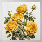 Poster d'impression de fleurs de rose jaune (Devant)