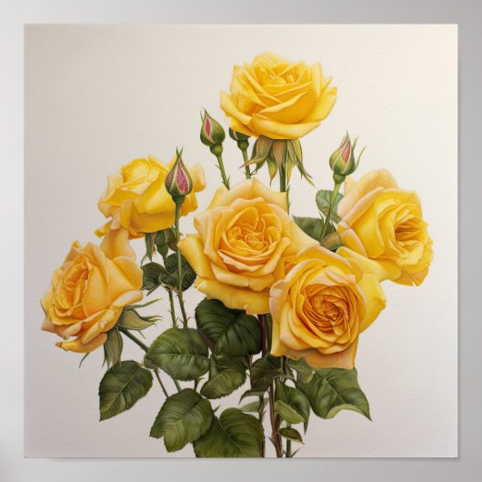 Poster d'impression de fleurs de rose jaune (Devant)