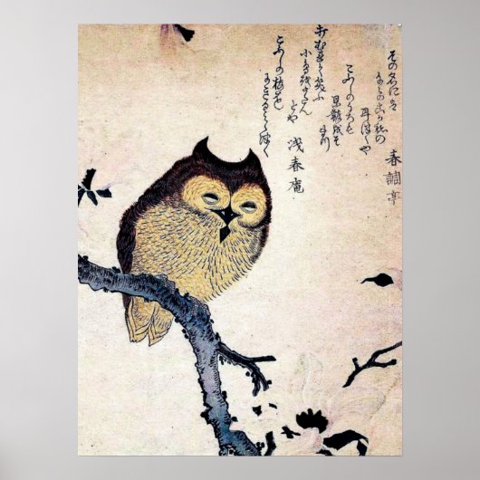 Poster d'impression de hibou chinois antique (Devant)