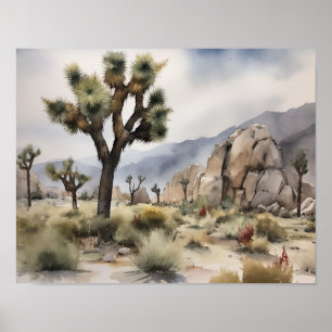 Poster d'impression de l'aquarelle Joshua Tree