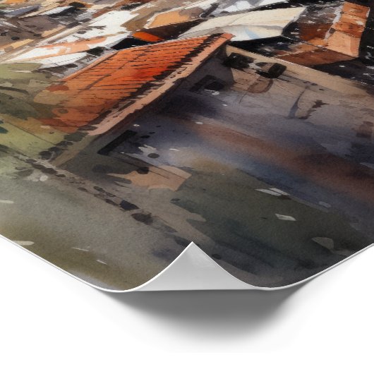 Poster d'impression de l'aquarelle Marrakech Maroc (Coin)