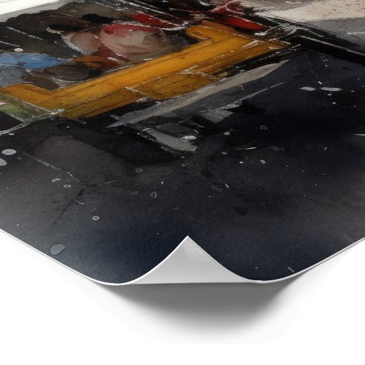 Poster d'impression de l'aquarelle Marrakech Maroc (Coin)