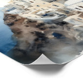 Poster d'impression de l'aquarelle Santorini Oia G (Coin)