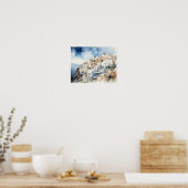 Poster d'impression de l'aquarelle Santorini Oia G (Cuisine)