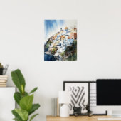 Poster d'impression de l'aquarelle Santorini Oia G (Bureau à domicile)