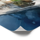 Poster d'impression de l'aquarelle Santorini Oia G (Coin)