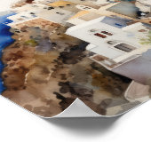Poster d'impression de l'aquarelle Santorini Oia G (Coin)