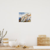 Poster d'impression de l'aquarelle Santorini Oia G (Cuisine)