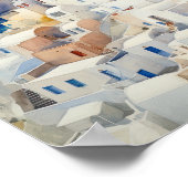 Poster d'impression de l'aquarelle Santorini Oia G (Coin)
