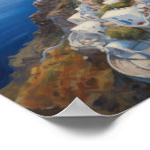 Poster d'impression de l'aquarelle Santorini Oia G (Coin)