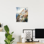 Poster d'impression de l'aquarelle Santorini Oia G (Bureau à domicile)