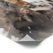 Poster d'impression de l'aquarelle Santorini Oia G (Coin)
