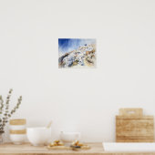 Poster d'impression de l'aquarelle Santorini Oia G (Cuisine)