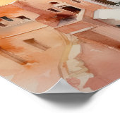Poster d'impression de l'aquarelle Santorini Oia G (Coin)