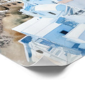 Poster d'impression de l'aquarelle Santorini Oia G (Coin)