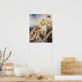 Poster d'impression de l'aquarelle Santorini Oia G (Cuisine)