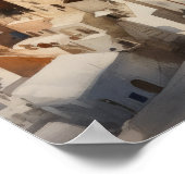 Poster d'impression de l'aquarelle Santorini Oia G (Coin)
