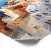 Poster d'impression de l'aquarelle Santorini Oia G (Coin)