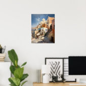 Poster d'impression de l'aquarelle Santorini Oia G (Bureau à domicile)