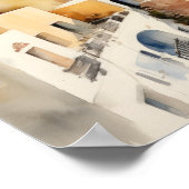 Poster d'impression de l'aquarelle Santorini Oia G (Coin)