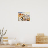 Poster d'impression de l'aquarelle Santorini Oia G (Cuisine)