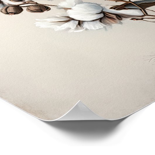 Poster d'impression de l'Art blanc Fleurs de coton (Coin)