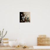Poster d'impression de l'Art blanc Fleurs de coton (Cuisine)