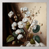 Poster d'impression de l'Art blanc Fleurs de coton (Devant)