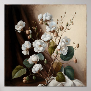 Poster d'impression de l'Art blanc Fleurs de coton