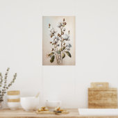 Poster d'impression de l'Art blanc Fleurs de coton (Cuisine)