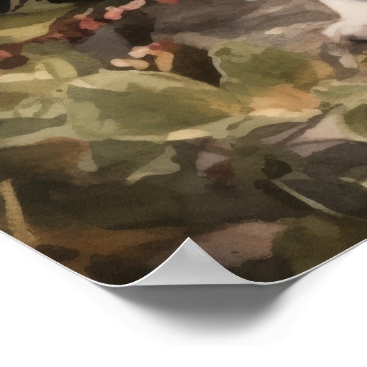 Poster d'impression de l'art Chien Papillon Cute (Coin)