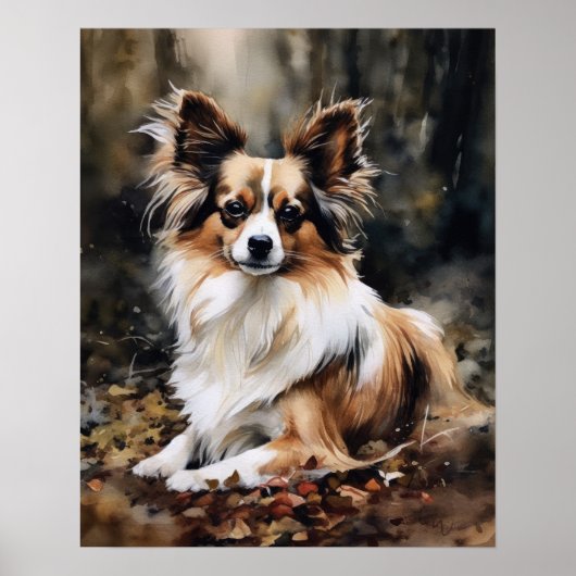 Poster d'impression de l'art Chien Papillon Cute (Devant)