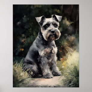 Poster d'impression de l'art Chien Schnauzer Minia