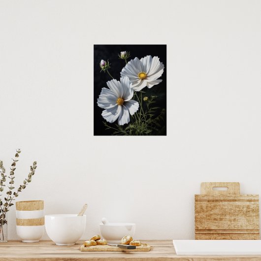 Poster d'impression de l'art Cosmos blanc (Cuisine)