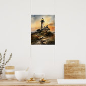Poster d'impression de l'art côtier du phare (Cuisine)