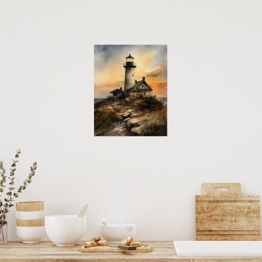 Poster d'impression de l'art côtier du phare (Cuisine)
