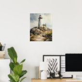 Poster d'impression de l'art côtier du phare (Bureau à domicile)