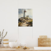 Poster d'impression de l'art côtier du phare (Cuisine)