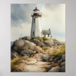 Poster d'impression de l'art côtier du phare