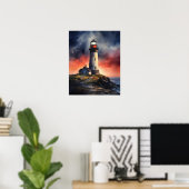 Poster d'impression de l'art côtier du phare (Bureau à domicile)