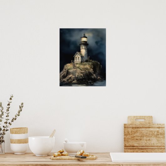 Poster d'impression de l'art côtier du phare (Cuisine)