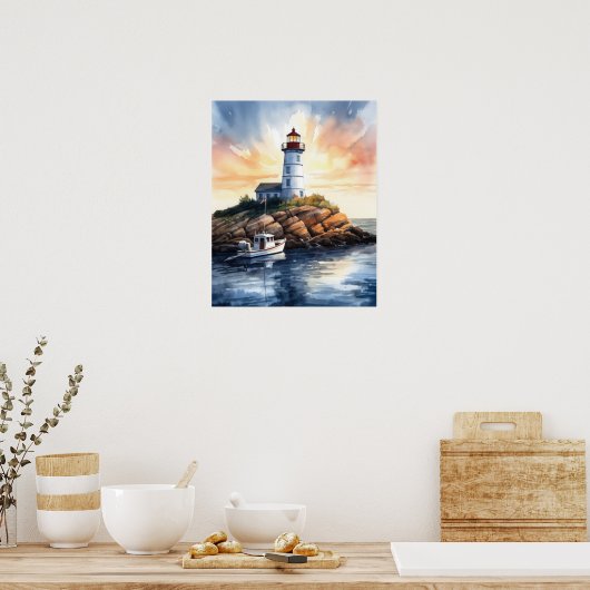 Poster d'impression de l'art côtier du phare (Cuisine)