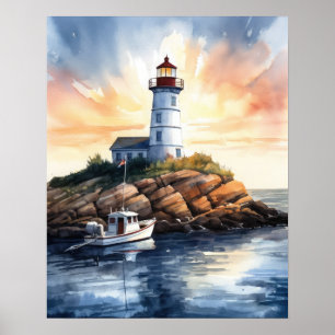 Poster d'impression de l'art côtier du phare