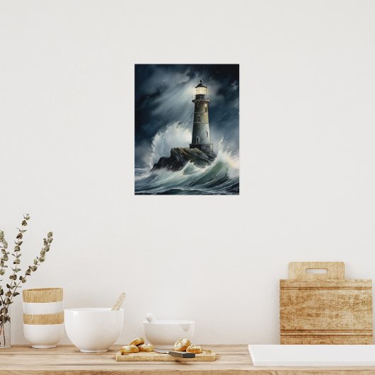 Poster d'impression de l'art côtier du phare (Cuisine)