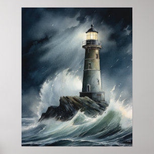 Poster d'impression de l'art côtier du phare