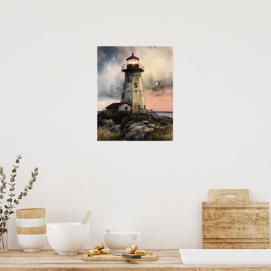 Poster d'impression de l'art côtier du phare (Cuisine)
