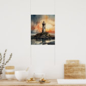 Poster d'impression de l'art côtier du phare (Cuisine)