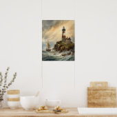 Poster d'impression de l'art côtier du phare (Cuisine)