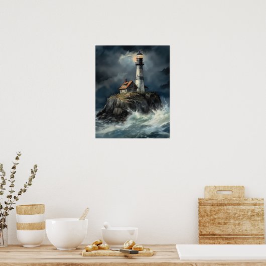 Poster d'impression de l'art côtier du phare (Cuisine)