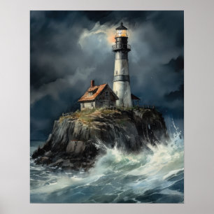 Poster d'impression de l'art côtier du phare